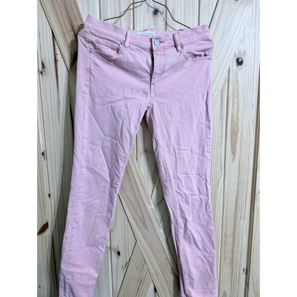 Loft Modern Skinny Crop Jeans Pink Size 26/2 Stretch Denim Mid Rise Pants